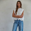 Woven Cotton Eyelet Buttondown Sleeveless Top