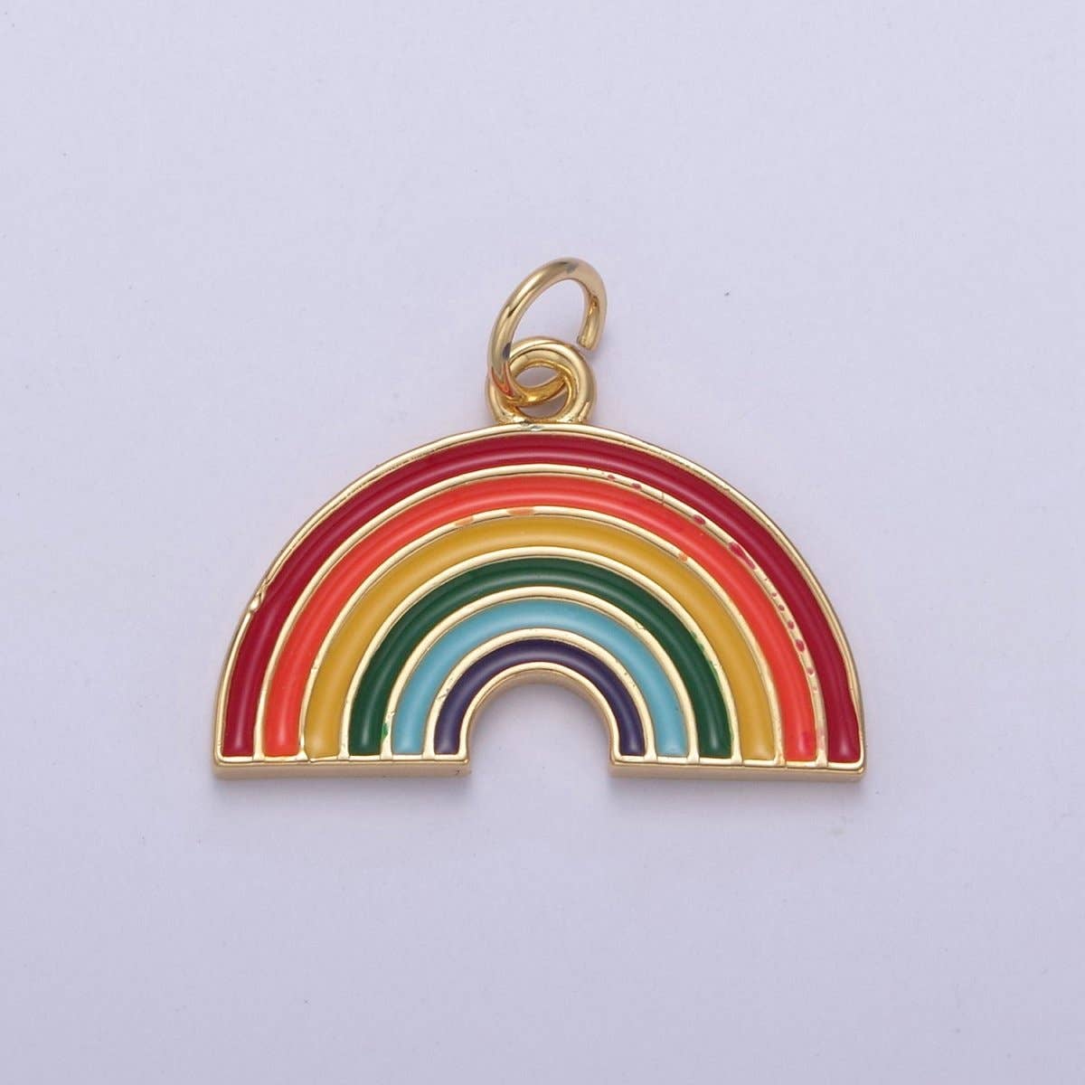 Mini Gold Filled Enamel Rainbow Charm Add on Charm for Bracelet Necklace Earring Supply N-744
