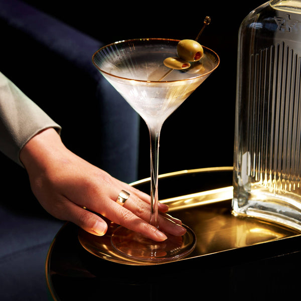 Deco Meridian Gold Rimmed Crystal Martini Glass