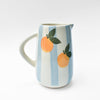 Blue Striped Orange Ceramic Pitcher