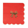 Red/Gold Bow Cocktail Napkin