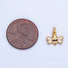 24K Gold Filled Mini Bumble Bee Insect Black White Enamel Charm | X826