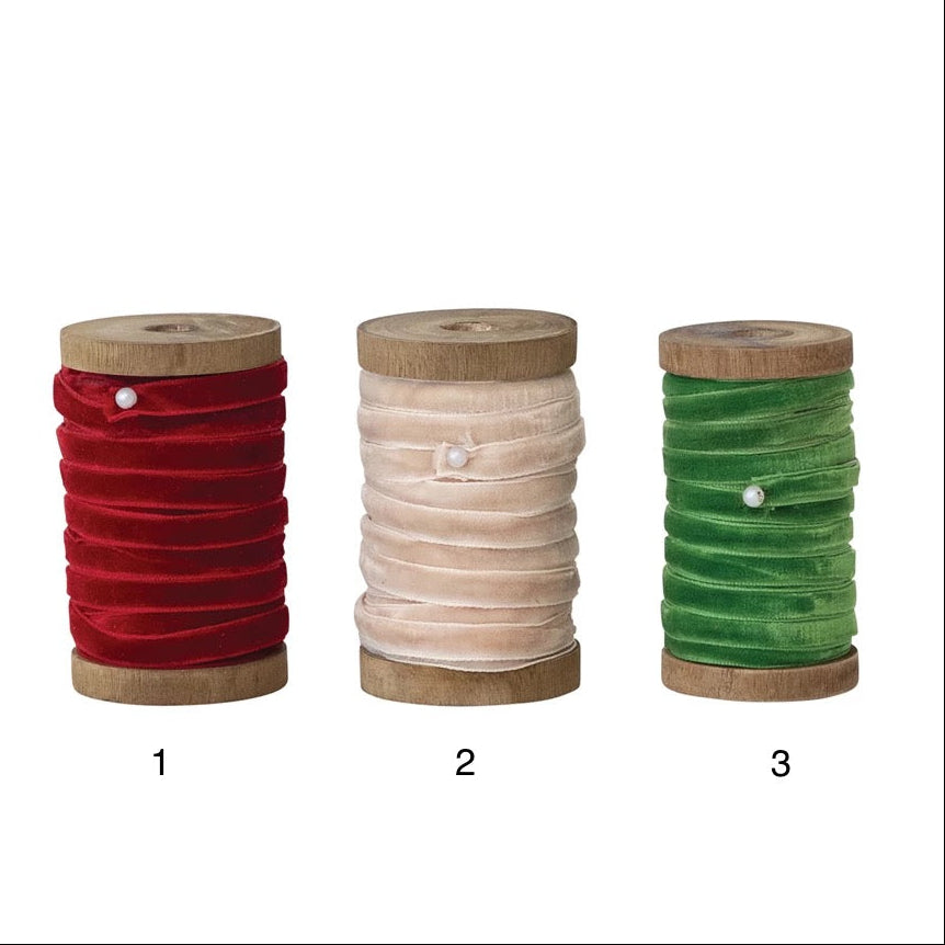 Velvet Ribbon on Wood Spool