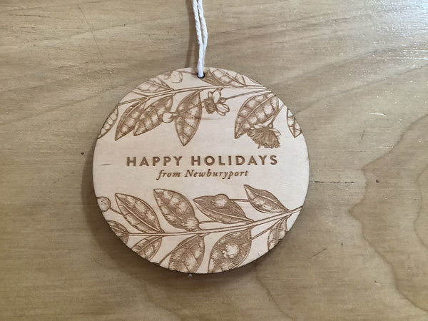 Happy Holidays Newburyport, Massachusetts Christmas Ornament