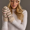 Cream & Pink Floral Pattern Mittens