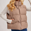 Zipper Front Puffer Vest - Mushroom