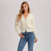 Button Down V-Neck Cardigan - Cream