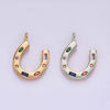 14K Gold Filled CZ Multicolor Dotted Lucky Horseshoe Charm | AC-819: Gold