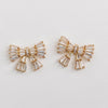Gold Maxi Sparkler Holiday Statement Stud Bow Earrings