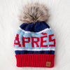Red, Lt. Blue & Navy Apres Pom Hat