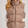 Zipper Front Puffer Vest - Mushroom