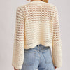 Open-Knit Crochet Cardigan - Ecru