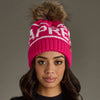 Pink & White Apres Pom Hat