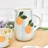 Blue Striped Orange Ceramic Pitcher