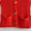 Sleeveless Chunky Knitted Vest with Pockets - Redg