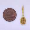 24K Gold Filled Micro Paved CZ Tennis Racket Charm in Gold & Silver | AG888: Gold