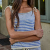 Knit Sweater Cotton Striped Spaghetti Tie Strap Top