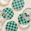 Green Checkered Star Coasters - Set of 4