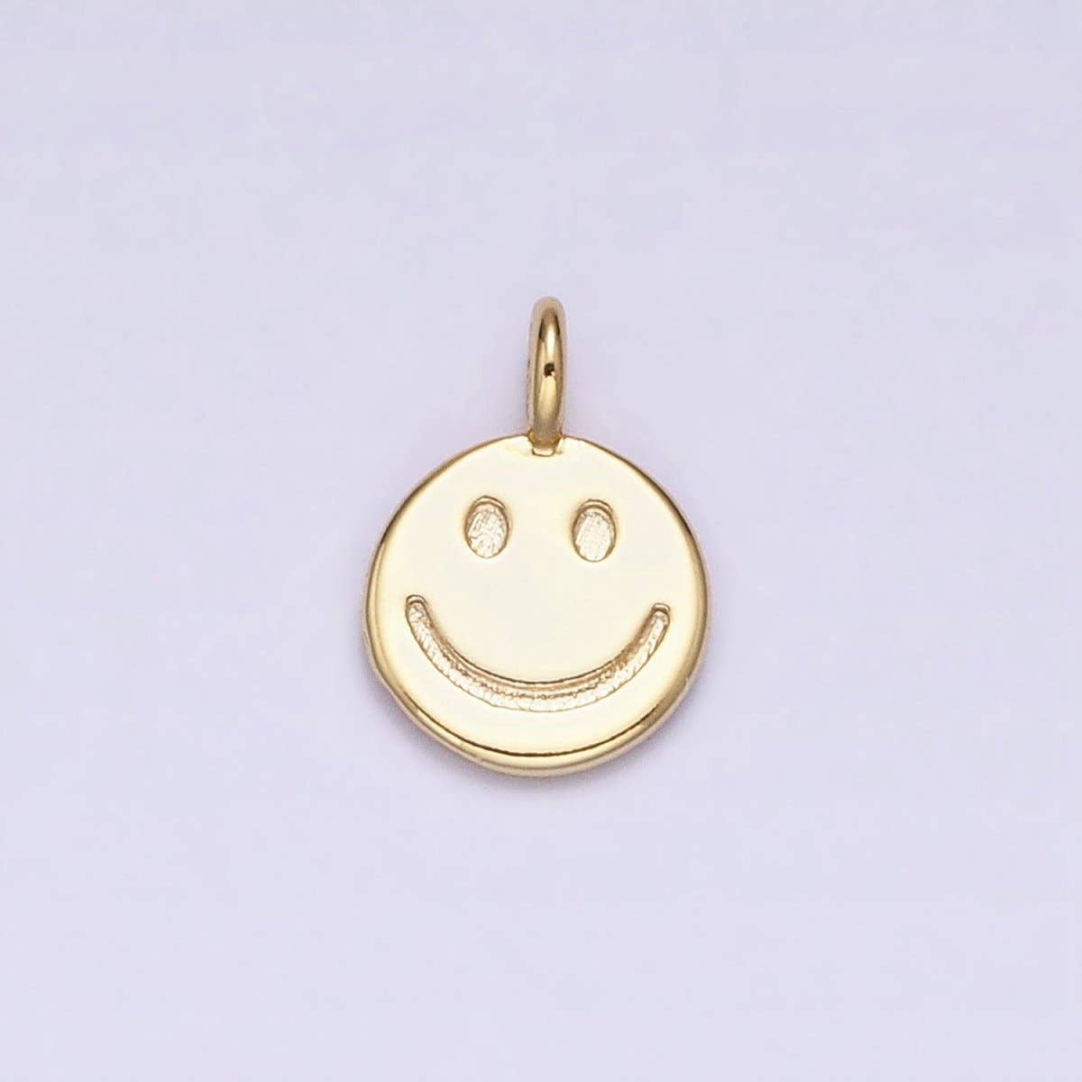 16K Gold Filled Mini Happy Smiley Face Emotion Round Add-On Charm | AC-1145