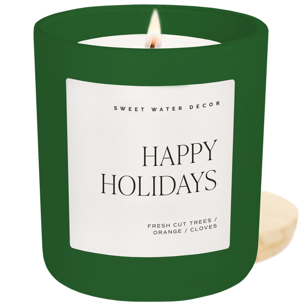 Happy Holidays 15 oz Soy Candle, Matte Jar- Home Decor