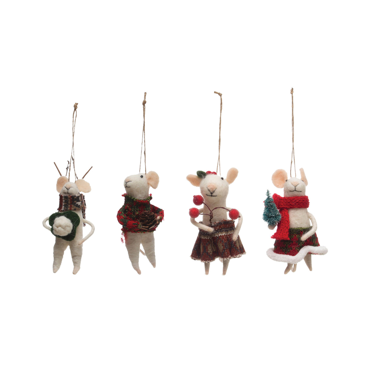Wool Felt Mouse in Outfit Ornament