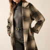 Plaid Belted Open-Front Trench Coat