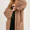 CHUNKY CABLE LANTERN SLEEVE CARDIGAN