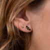 Crescent Gold Earrings - Black Tourmaline