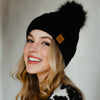 Black Cable Knit w/ Black Pom Hat