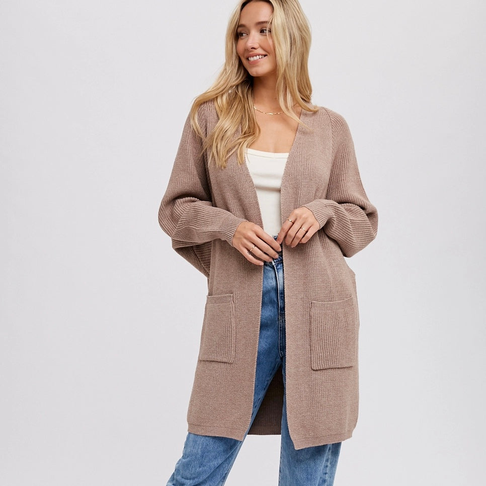 OPEN FRONT BATWING SLEEVE CARDIGAN