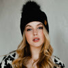 Black Cable Knit w/ Black Pom Hat