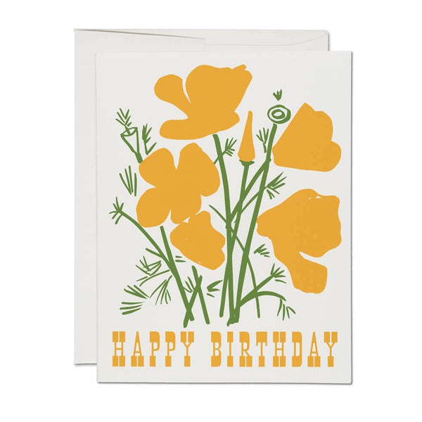 California Poppy Birthday Greeting Card