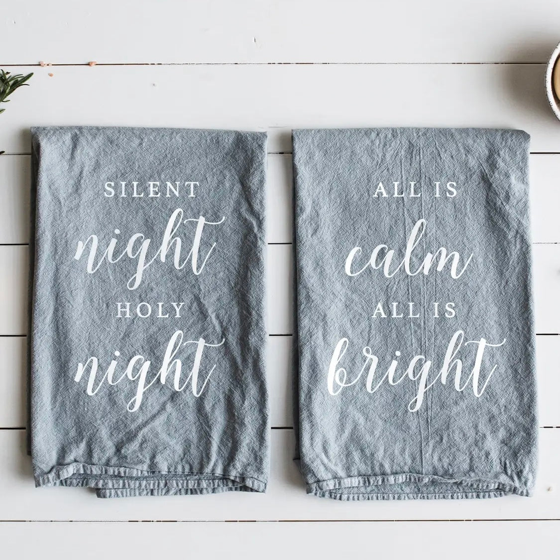 Silent Night and All is Calm Tea Towels