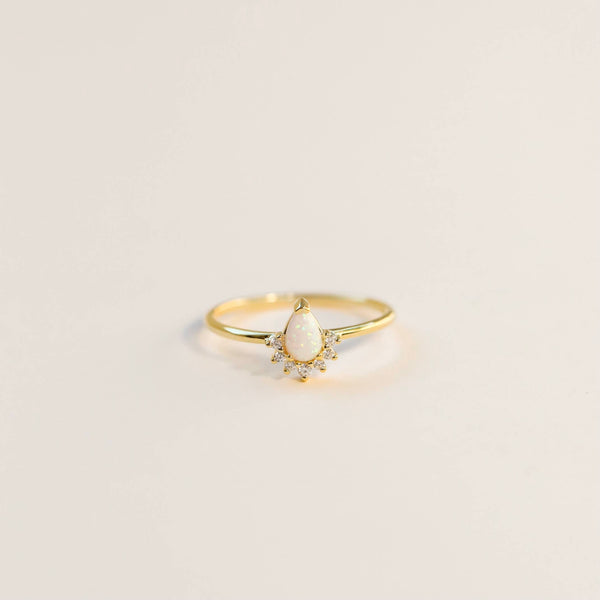 Opal Burst Gold Ring