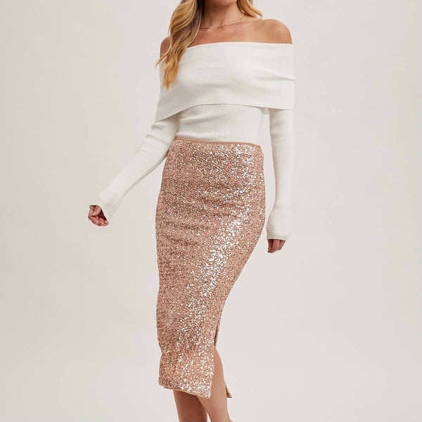 SEQUIN MIDI SKIRT