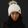 Cream Knit Pom Hat