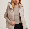 ZIPPER DOWN PUFFER HOODED VEST