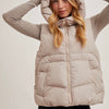 ZIPPER DOWN PUFFER HOODED VEST