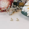 Double Stud Stack Earrings - White CZ