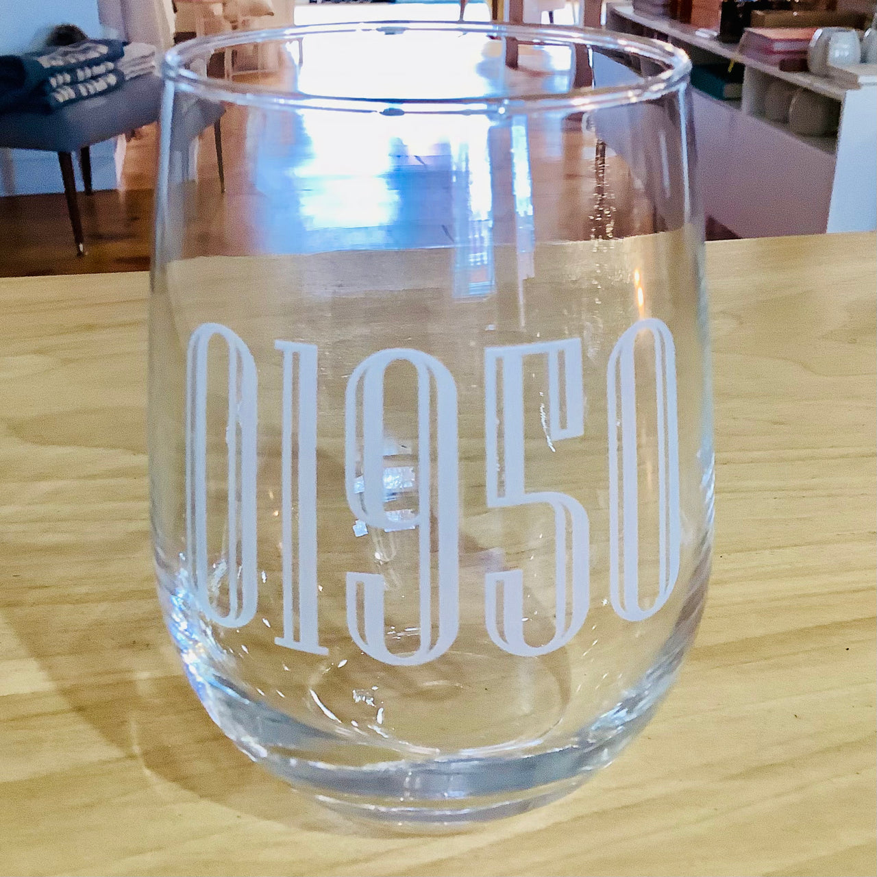 Newburyport Zip Code Stemless Wine Glass