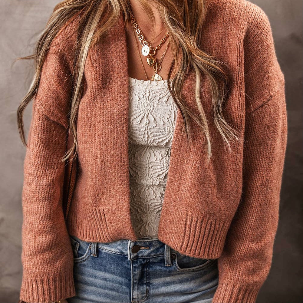 Open front cropped cardigan hotsell