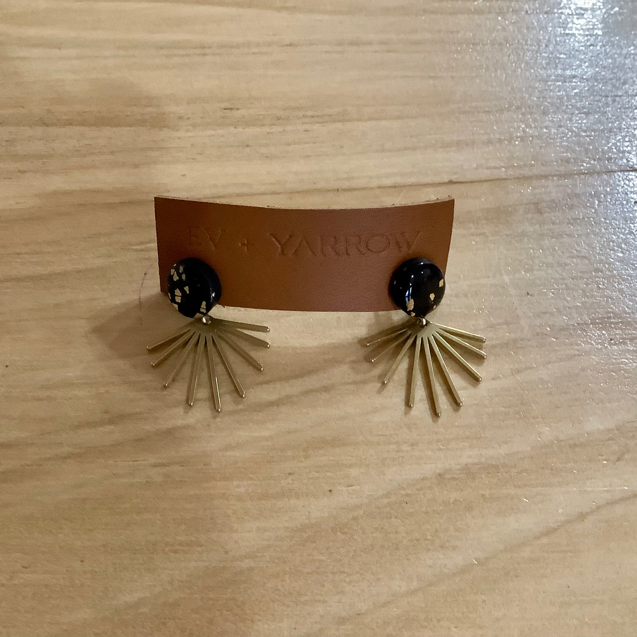 Black and Gold Starburst Earrings