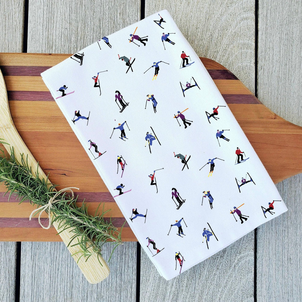 Skiing Adventure Tea Towel