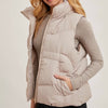 ZIPPER DOWN PUFFER HOODED VEST