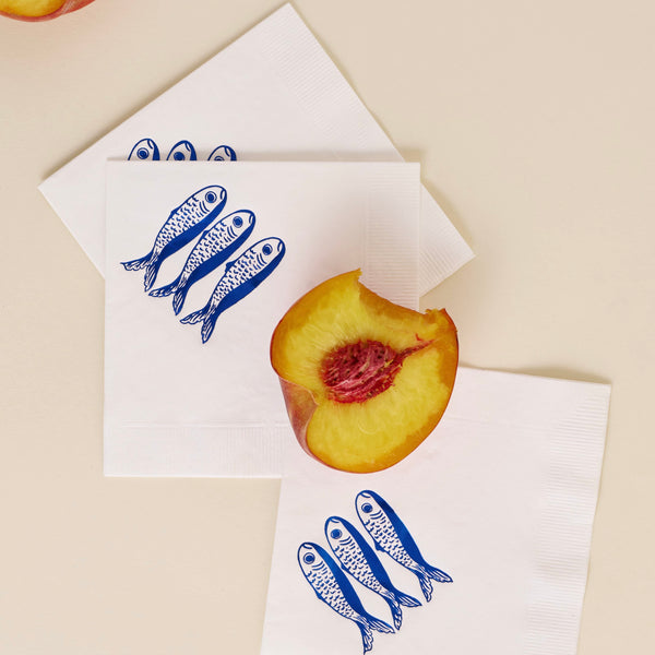 Sardines Cocktail Paper Beverage Napkin - Set of 20