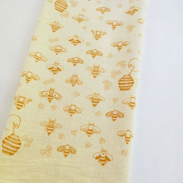 Bee Handprinted Tea Towel