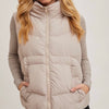 ZIPPER DOWN PUFFER HOODED VEST