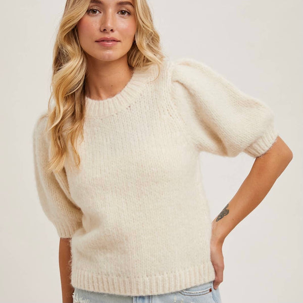 PUFF SLEEVED KNIT SWEATER