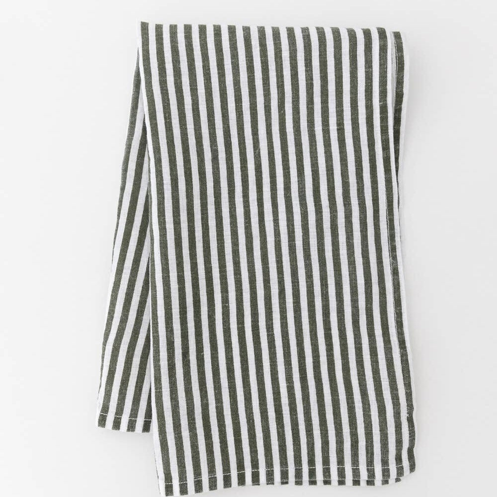 Awning Stripe Tea Towel - Olive