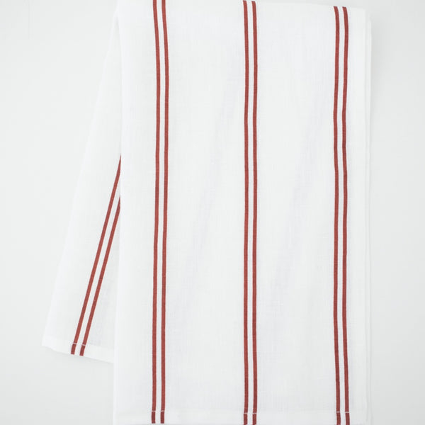 Linen Tea Towel In Red Flour Sack Stripe